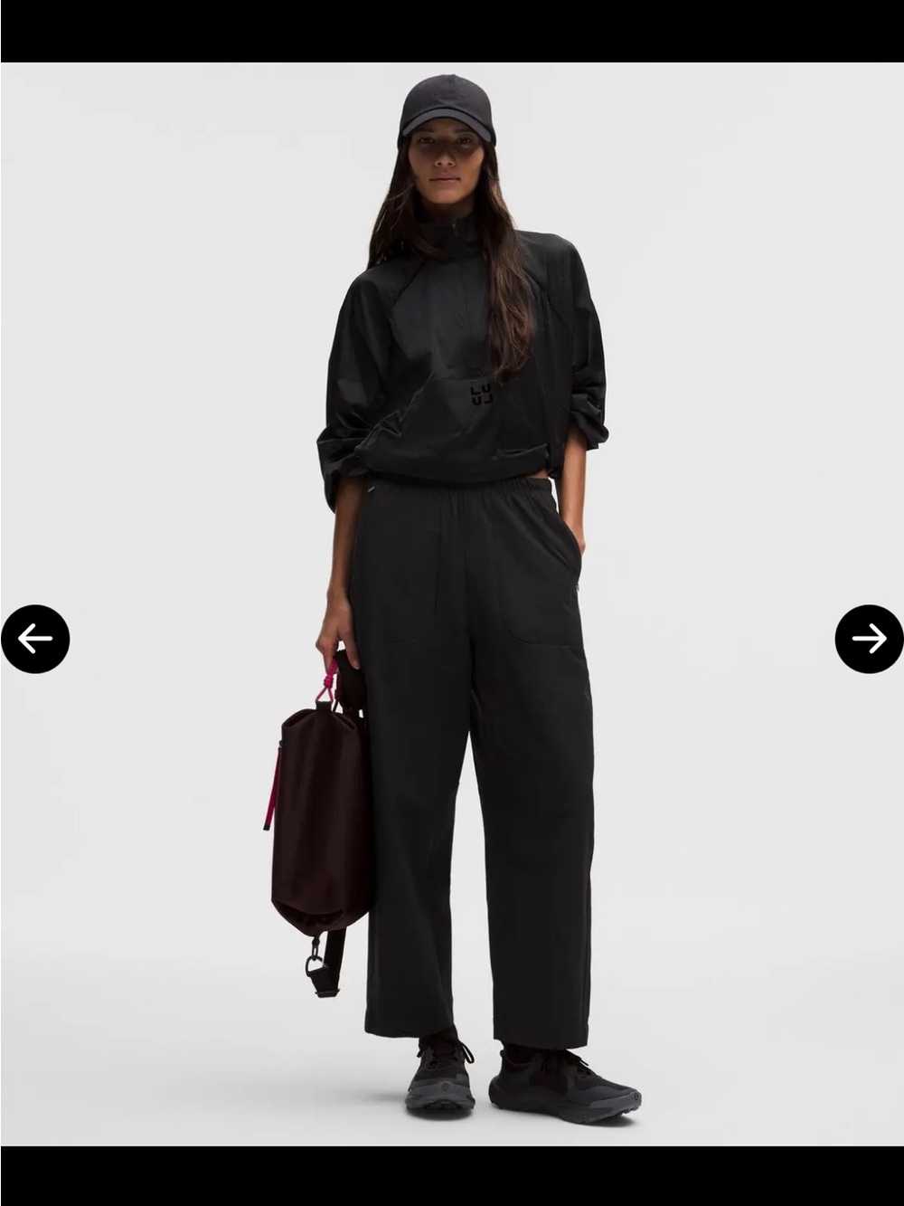lululemon athletica Black Cropped Wide-Leg Jogger Pants